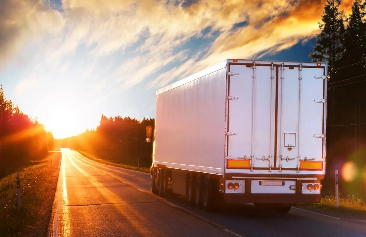 Refrigerated trailer at sunset